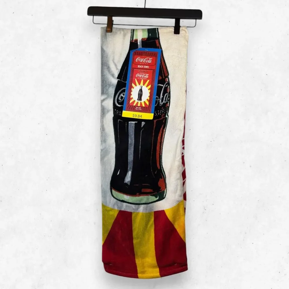 Coca-Cola Beach Towel Vintage Bottle Design 30x60 NWT Coke Brand Franco